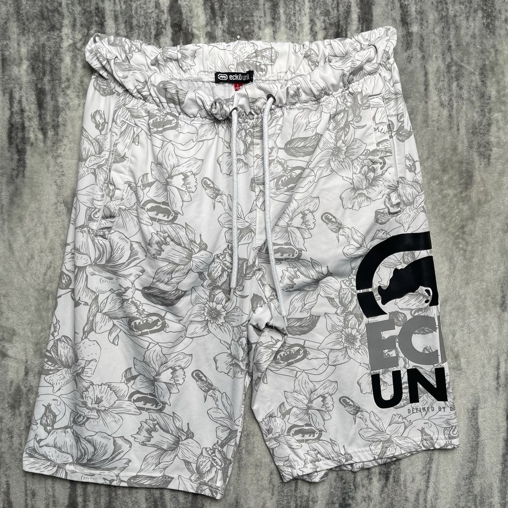 Echo Unlimited White Tropical Floral‎ Shorts Size Large